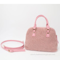 Pink Wool Winter Lambs Sherpa PU Multifunctional Shoulder Handbag Lady Tote Bag Set